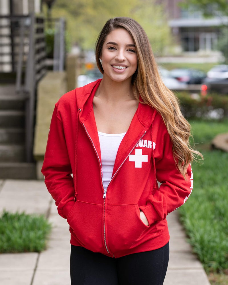 LIFEGUARD Officially Licensed Full Zip Hooded Sweatshirt (L, Red) - Image 4
